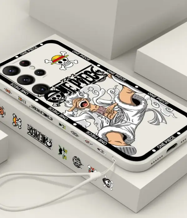 One Piece Luffy Cartoon Liquid Left Rope For Samsung Galaxy S24 S23 S22 S21 S20 FE S10 Ultra Plus Lite 5G Cover Phone Case 1