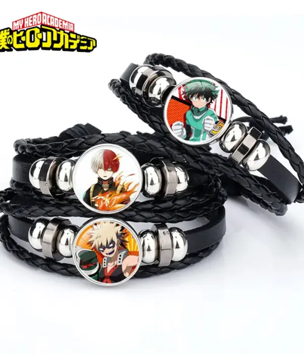 My Hero Academia Anime Around Men Women Creative Bracelet Time Gem Cowhide Braided Bracelet Adjustable Accessories Gift 1