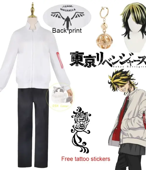 Anime Kazutora Hanemiya Cosplay Tokyo Revengers Cosplay Costumes Coat Jacket Pants Valhalla Uniform Halloween Costume Wig Adults 1