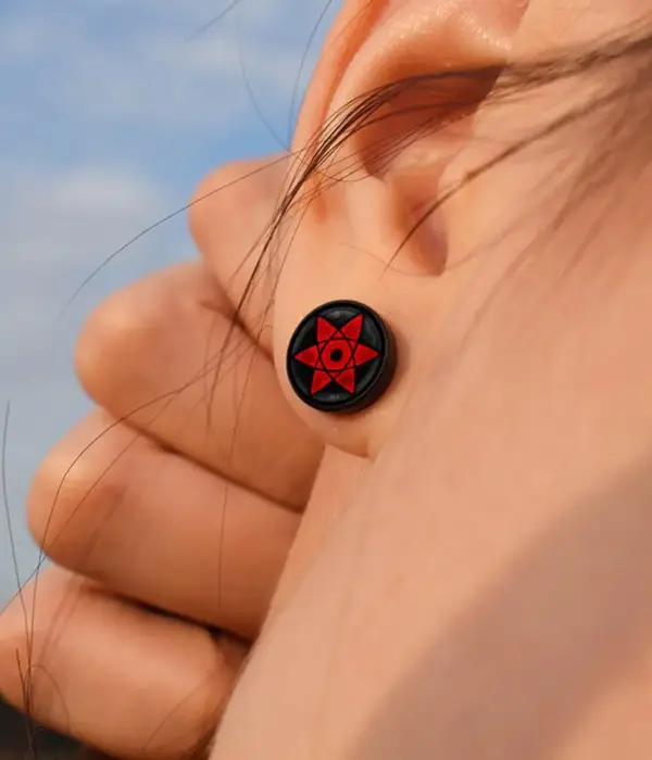 Anime Uzumaki Naruto Earrings Accessories Uchiha Itachi Sharingan Cosplay Party Studs Earrings Toys for Women Men Girl Gift 1