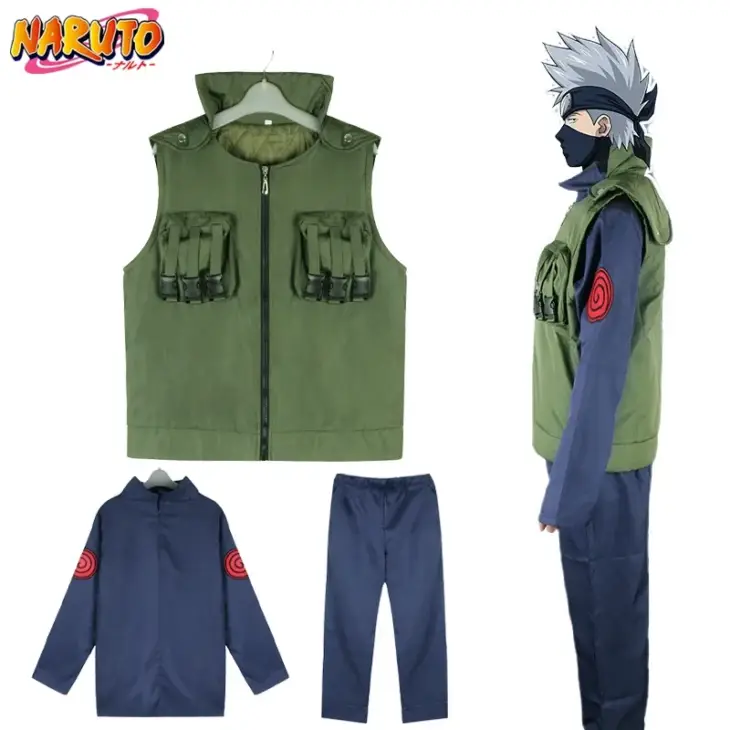 Naruto Hatake Kakashi Cosplay Costumes Anime Jonin Elites Role Playing Sarutobi Asuma Character Costumes Vest Pants Set Adults