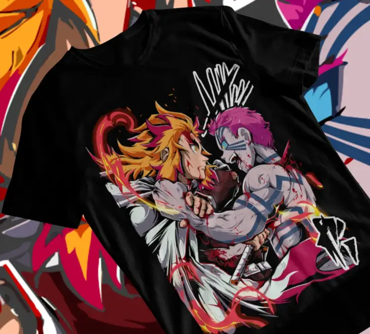 Demon Slayer Rengoku vs Akaza Battle T-Shirt