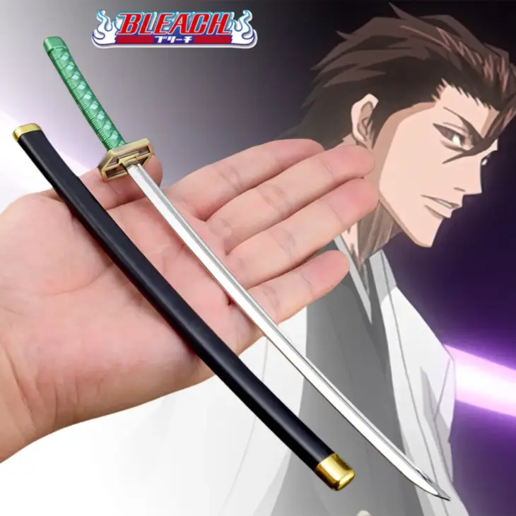 26cm Mini Sword Model Keychain for Fans Bleach Japanese Anime Peripherals Aizen Sousuke Sword Keychain Gifts