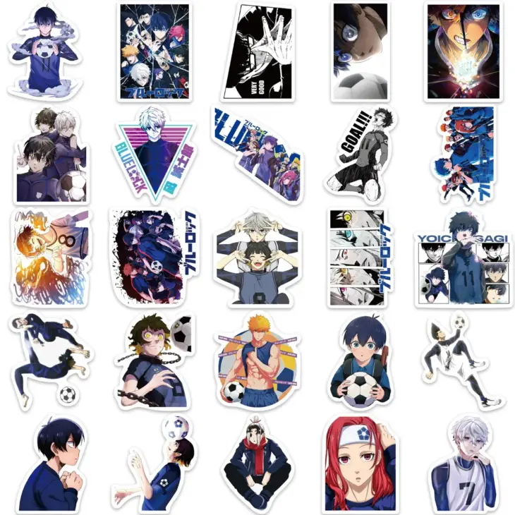 50pcs BLUE LOCK Football Anime Stickers Waterproof Graffiti Decals Phone Laptop Luggage Guitar Notebook Cartoon Stickers - Image 4