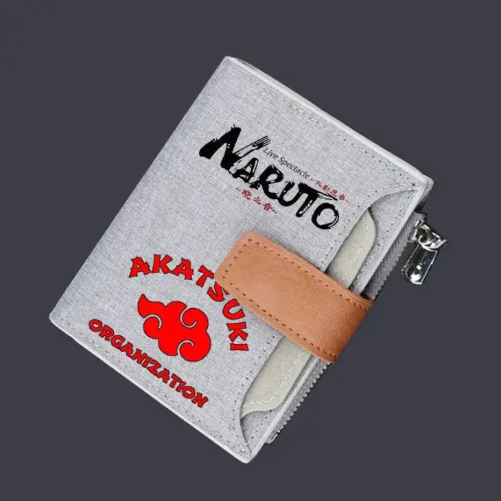 Naruto Akatsuki Red Cloud Anime Coin Purse Card Bag Student Short Fashion Cartoon Wallet Men Women Tri-Fold Canvas Wallet Gift - Image 4