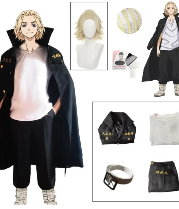 Anime Tokyo Revengers Manjiro Sano Cosplay Costume Mikey Embroidery Uniform Wig Tokyo Manji Gang Trench Halloween Party Cos 1