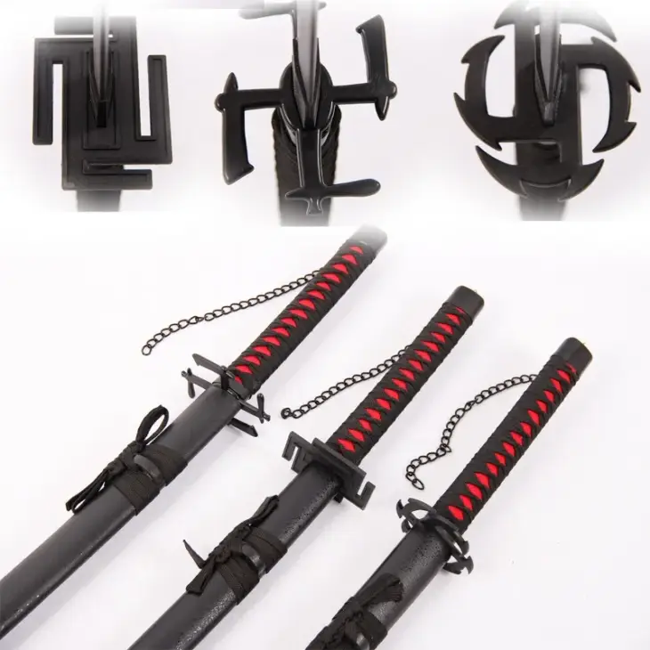 Real Size Bleach Katana Wooden Ninja Sword Anime Bleach Ichigo Aizen Sousuke Cosplay Prop Japanese Samurai Sword Katana Kid Toys - Image 5