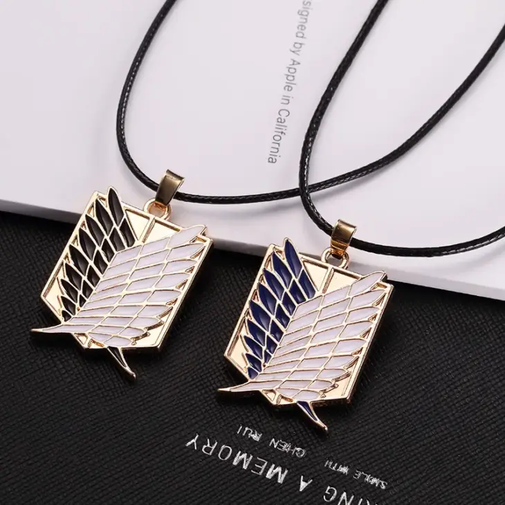 Attack on Titan Anime Necklace Wings of Liberty Cosplay Alloy Pendant Shingeki No Kyojin Leather Chain Man Anime Accessories - Image 3