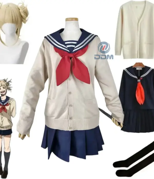 My Hero Academia Cosplay Halloween Costume Anime Boku No Hero Academia Himiko Toga JK Uniform Sweater Coat Wig Costumes 1