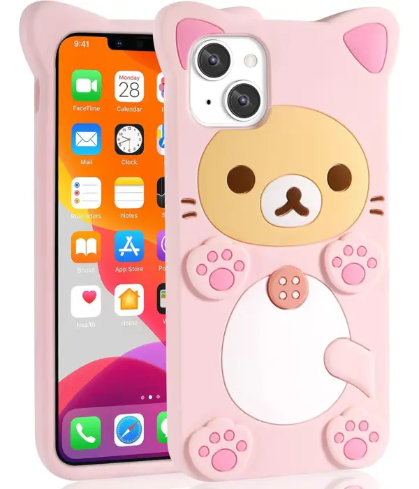 Rilakkuma Cat Bear For iPhone 16 15 14 13 12 11 Pro Max Xs XR 6 7 8 Silicone Soft Cover Case 1