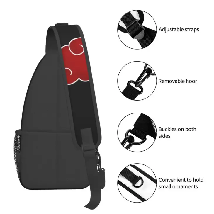Narutos Akatsuki Small Sling Bag Chest Crossbody Shoulder Backpack Hiking Travel Daypacks Fashion Bag - Image 6